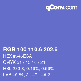 カラーコード: RGB 100 110.6 202.6 | qconv.com