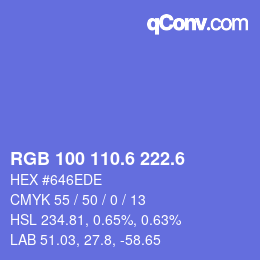 カラーコード: RGB 100 110.6 222.6 | qconv.com