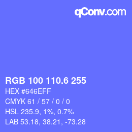 カラーコード: RGB 100 110.6 255 | qconv.com