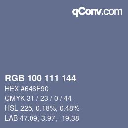 Código de color: RGB 100 111 144 | qconv.com