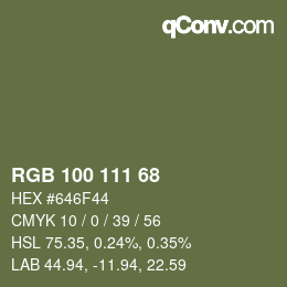 Farbcode: RGB 100 111 68 | qconv.com