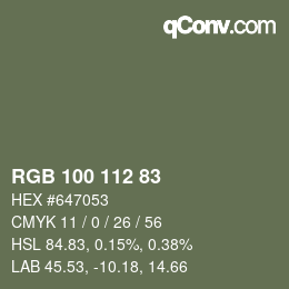 颜色代码: RGB 100 112 83 | qconv.com