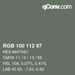 颜色代码: RGB 100 112 97 | qconv.com