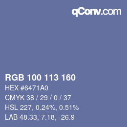 Color code: RGB 100 113 160 | qconv.com