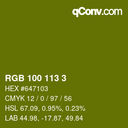 Color code: RGB 100 113 3 | qconv.com