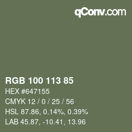 Color code: RGB 100 113 85 | qconv.com