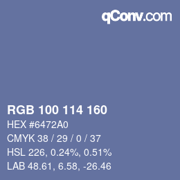 Color code: RGB 100 114 160 | qconv.com