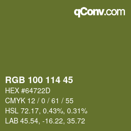 颜色代码: RGB 100 114 45 | qconv.com