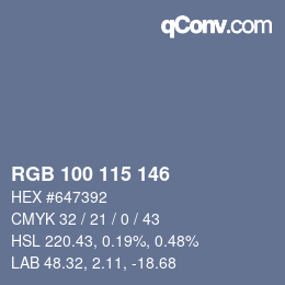 Código de color: RGB 100 115 146 | qconv.com