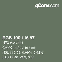 Color code: RGB 100 116 97 | qconv.com