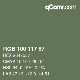 Farbcode: RGB 100 117 87 | qconv.com