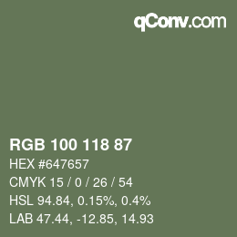 Farbcode: RGB 100 118 87 | qconv.com