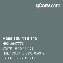 Código de color: RGB 100 119 118 | qconv.com
