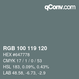 Color code: RGB 100 119 120 | qconv.com