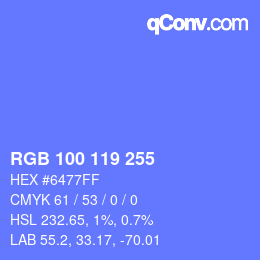 颜色代码: RGB 100 119 255 | qconv.com