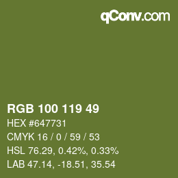 カラーコード: RGB 100 119 49 | qconv.com