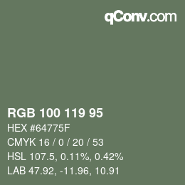 颜色代码: RGB 100 119 95 | qconv.com