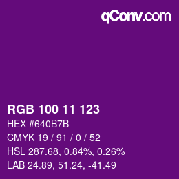 颜色代码: RGB 100 11 123 | qconv.com