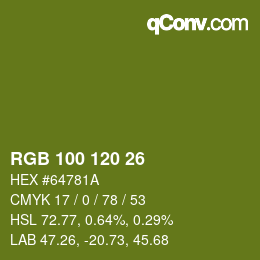 カラーコード: RGB 100 120 26 | qconv.com
