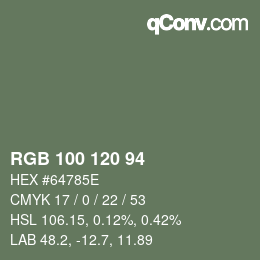 カラーコード: RGB 100 120 94 | qconv.com