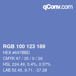 カラーコード: RGB 100 123 189 | qconv.com