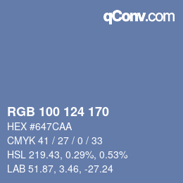 Farbcode: RGB 100 124 170 | qconv.com