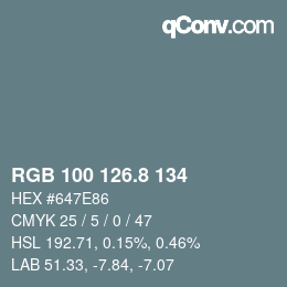 Color code: RGB 100 126.8 134 | qconv.com