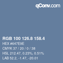 カラーコード: RGB 100 126.8 158.4 | qconv.com