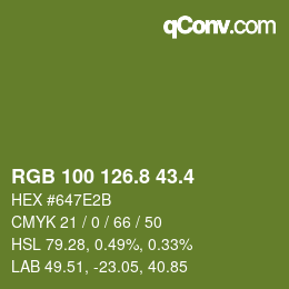 カラーコード: RGB 100 126.8 43.4 | qconv.com