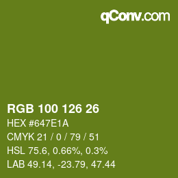 Color code: RGB 100 126 26 | qconv.com