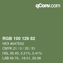 颜色代码: RGB 100 126 82 | qconv.com