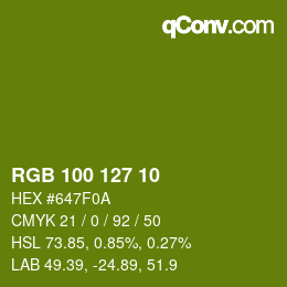 Color code: RGB 100 127 10 | qconv.com
