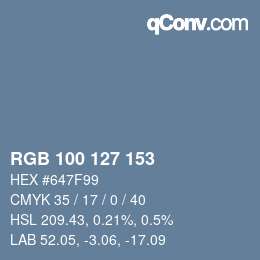 カラーコード: RGB 100 127 153 | qconv.com