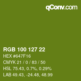 颜色代码: RGB 100 127 22 | qconv.com