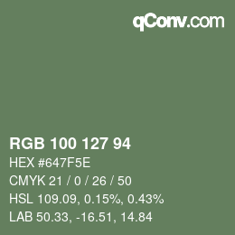 颜色代码: RGB 100 127 94 | qconv.com