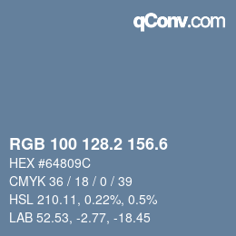 カラーコード: RGB 100 128.2 156.6 | qconv.com