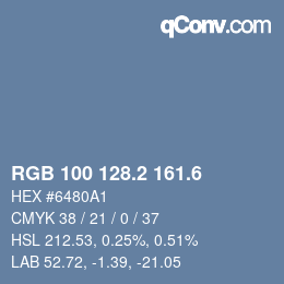 カラーコード: RGB 100 128.2 161.6 | qconv.com