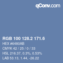 カラーコード: RGB 100 128.2 171.6 | qconv.com