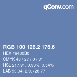 カラーコード: RGB 100 128.2 176.6 | qconv.com