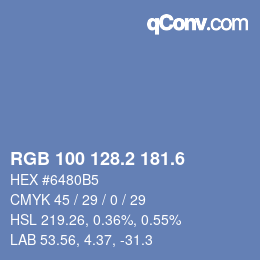 カラーコード: RGB 100 128.2 181.6 | qconv.com