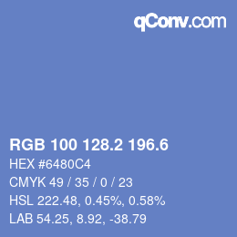 カラーコード: RGB 100 128.2 196.6 | qconv.com