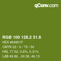 カラーコード: RGB 100 128.2 31.6 | qconv.com