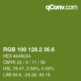 カラーコード: RGB 100 128.2 36.6 | qconv.com