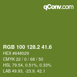 カラーコード: RGB 100 128.2 41.6 | qconv.com