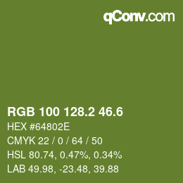 カラーコード: RGB 100 128.2 46.6 | qconv.com