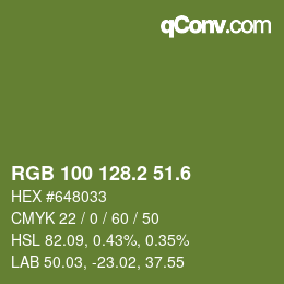 カラーコード: RGB 100 128.2 51.6 | qconv.com