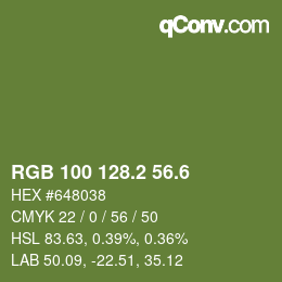 カラーコード: RGB 100 128.2 56.6 | qconv.com