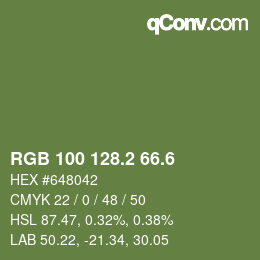 カラーコード: RGB 100 128.2 66.6 | qconv.com