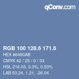 カラーコード: RGB 100 128.6 171.6 | qconv.com