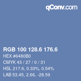 カラーコード: RGB 100 128.6 176.6 | qconv.com